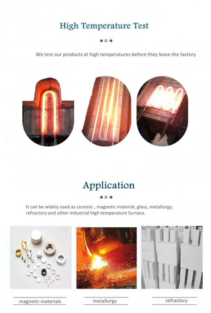 1800c U Type Mosi2 Molybdenum Disilicide Heating Element cho lò điện 0