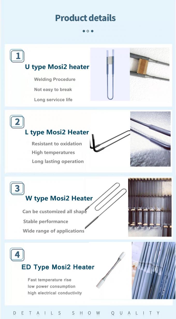 1800c U Type Mosi2 Molybdenum Disilicide Heating Element cho lò điện 1